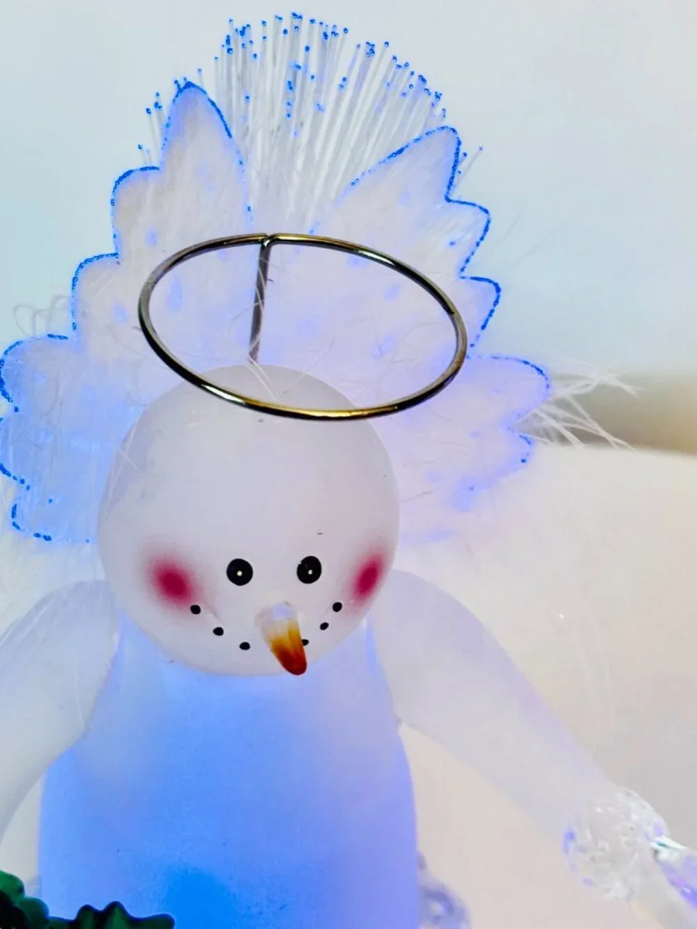2 JC Penney Home Collection Color Changing Fiber Optic Acrylic Snowman Angel Hol